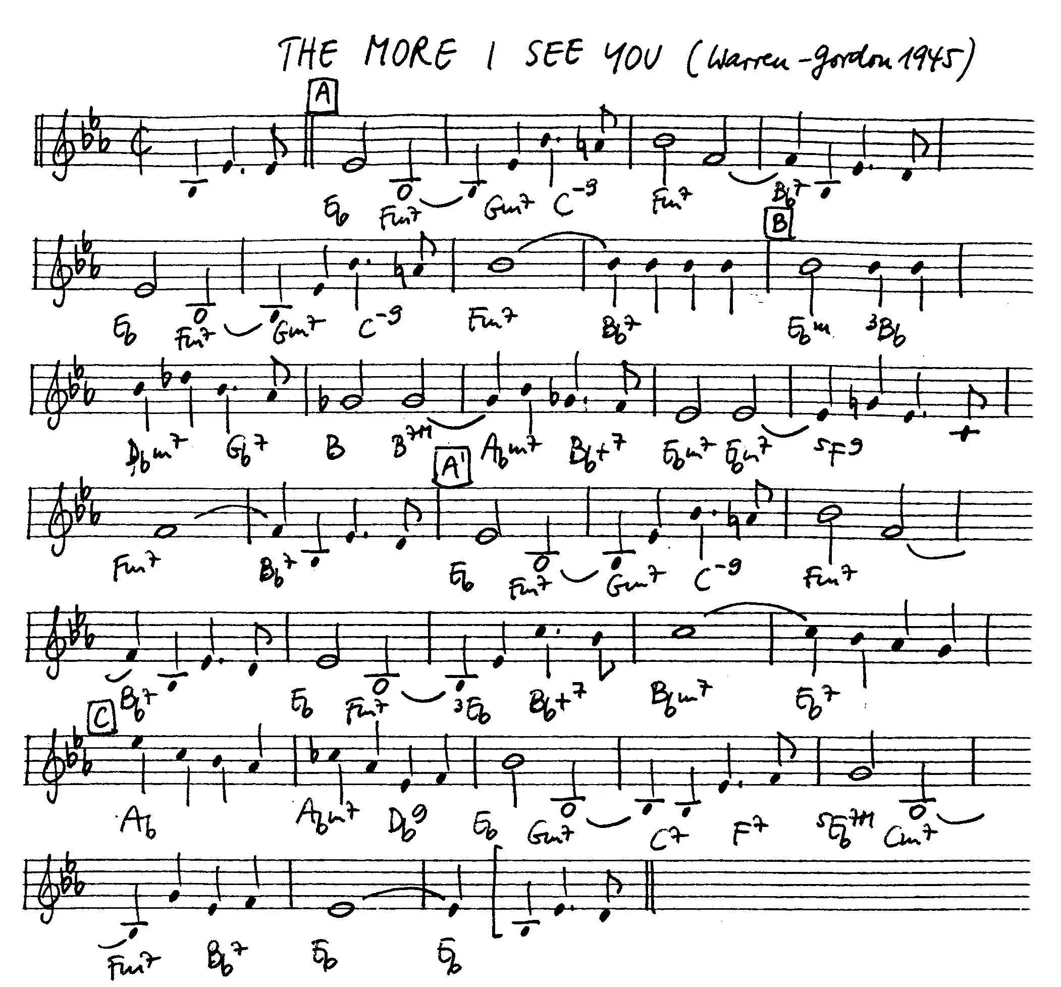 the more i see you free jazz leadsheet - Courtesy of the Jungle Jazz Band